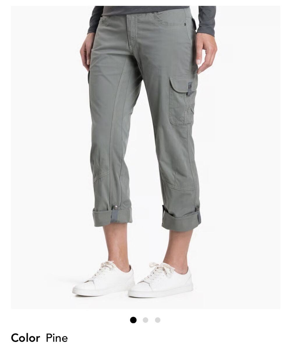 KUHL Green Pine Splash Cargo Roll Up Capri Hiking Pants Size 6